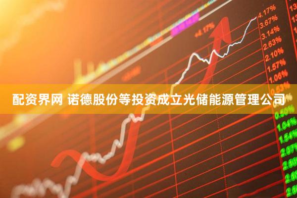 配资界网 诺德股份等投资成立光储能源管理公司
