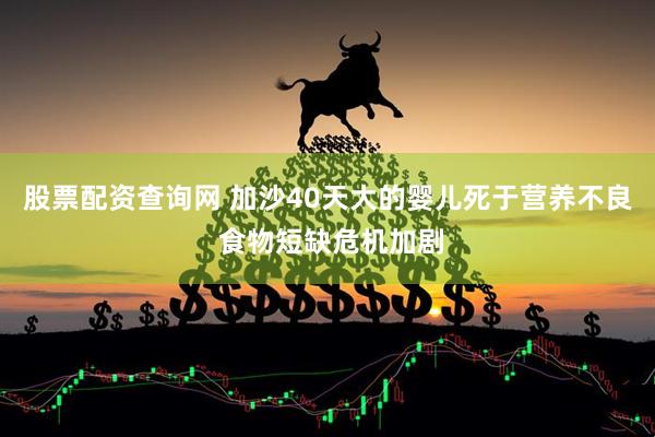 股票配资查询网 加沙40天大的婴儿死于营养不良 食物短缺危机加剧