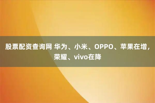 股票配资查询网 华为、小米、OPPO、苹果在增，荣耀、vivo在降